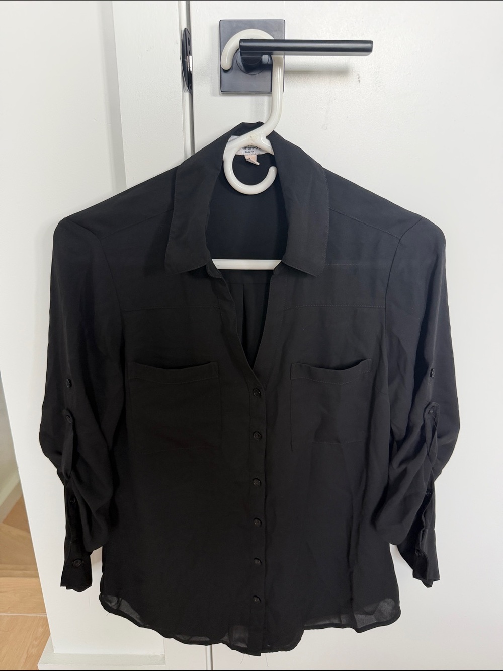 Express Black Button-Down Casual Shirt